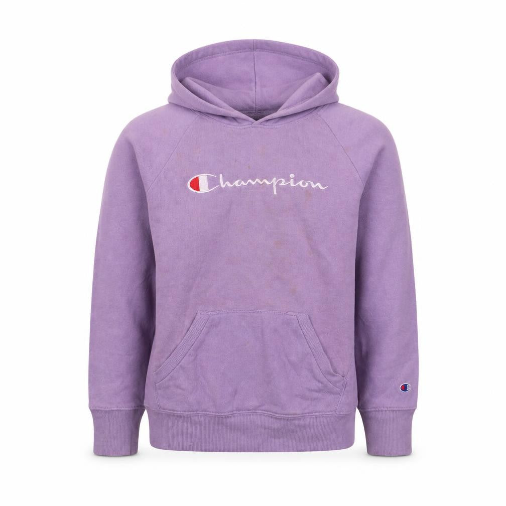 Champion Girls Purple Logo Pullover Hoodie Size L Cotton Blend Fleece