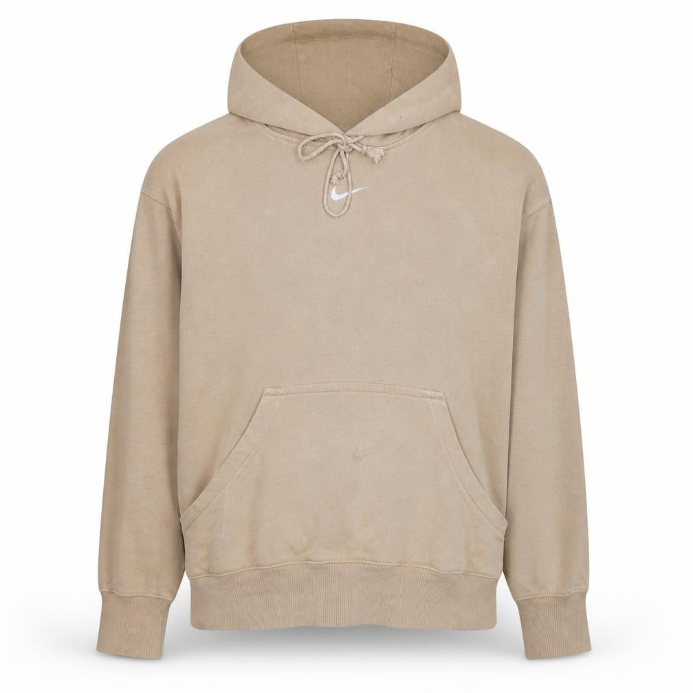 Nike Men's Beige Small Pullover Hoodie Fleece Logo Sweatshirt