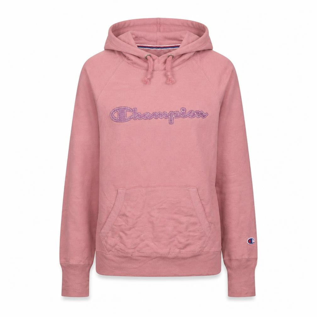 Champion Womens Pink Pullover Hoodie Small Logo Embroidered Sweatshirt
