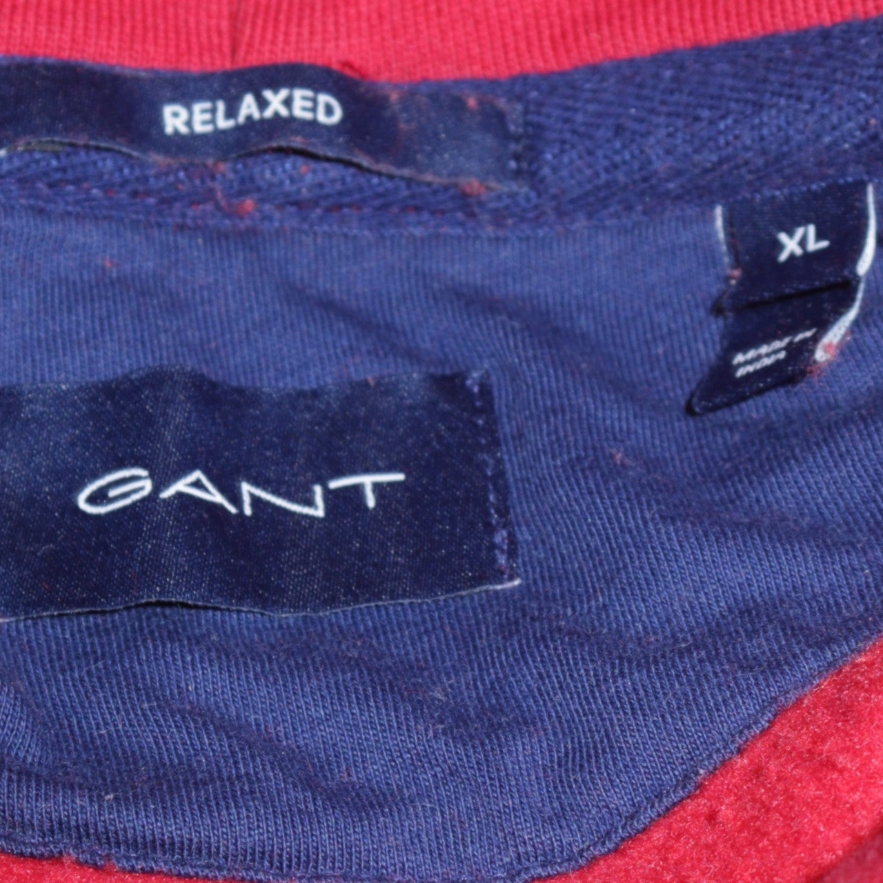 GANT Men's Red XL Relaxed Fit Pullover Hoodie with Embroidered Logo