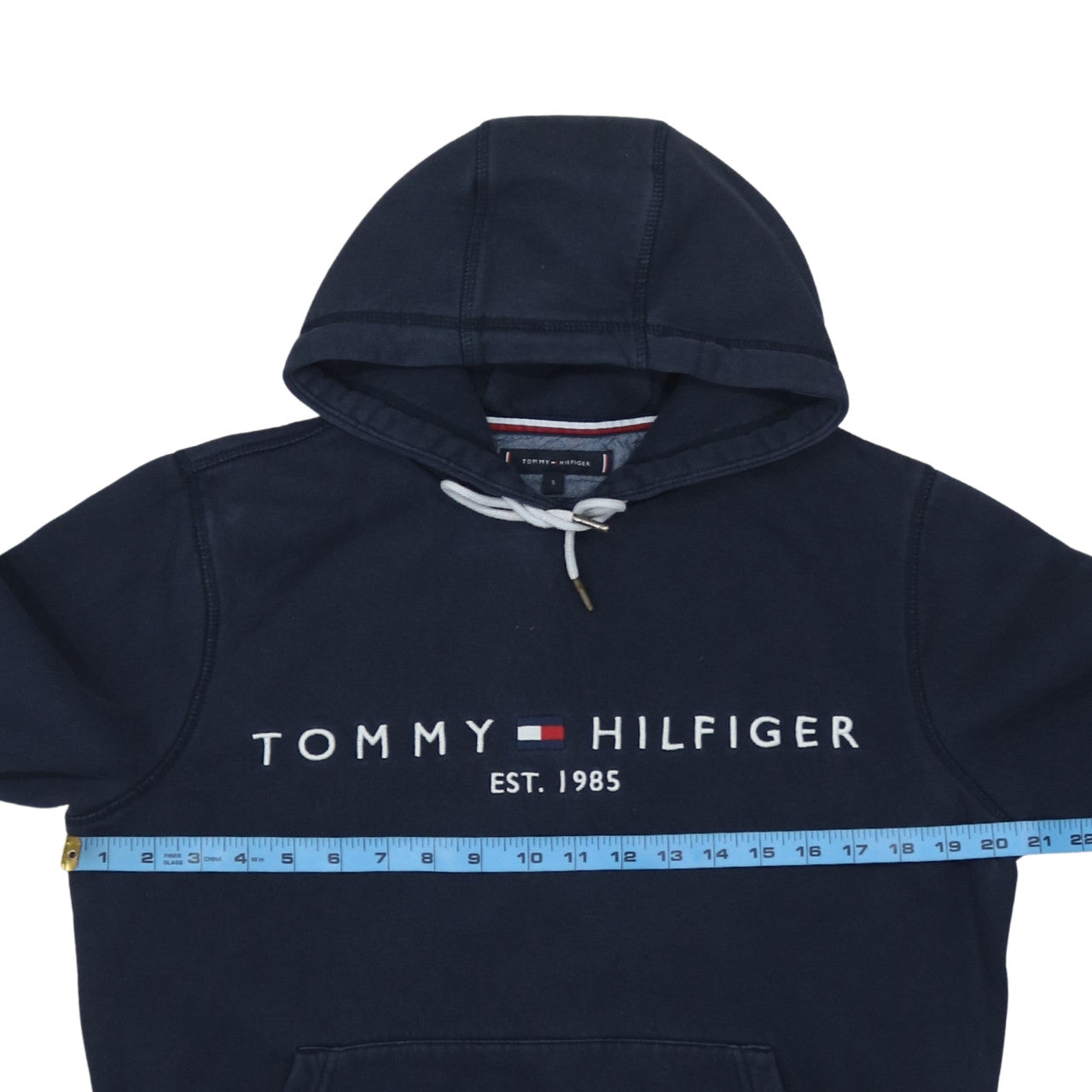 Tommy Hilfiger Men's Blue Pullover Hoodie Small Logo Fleece
