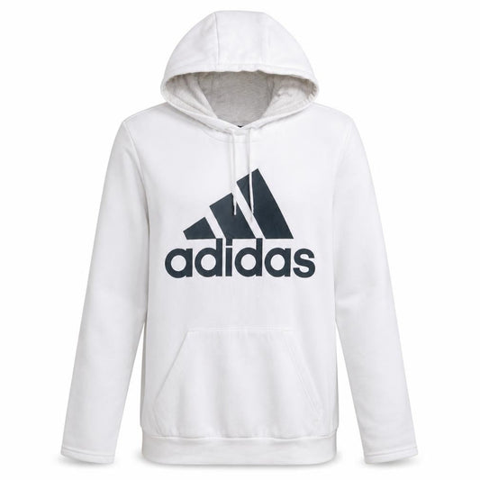Adidas Women's White Pullover Hoodie Size M Logo Print Cotton Blend