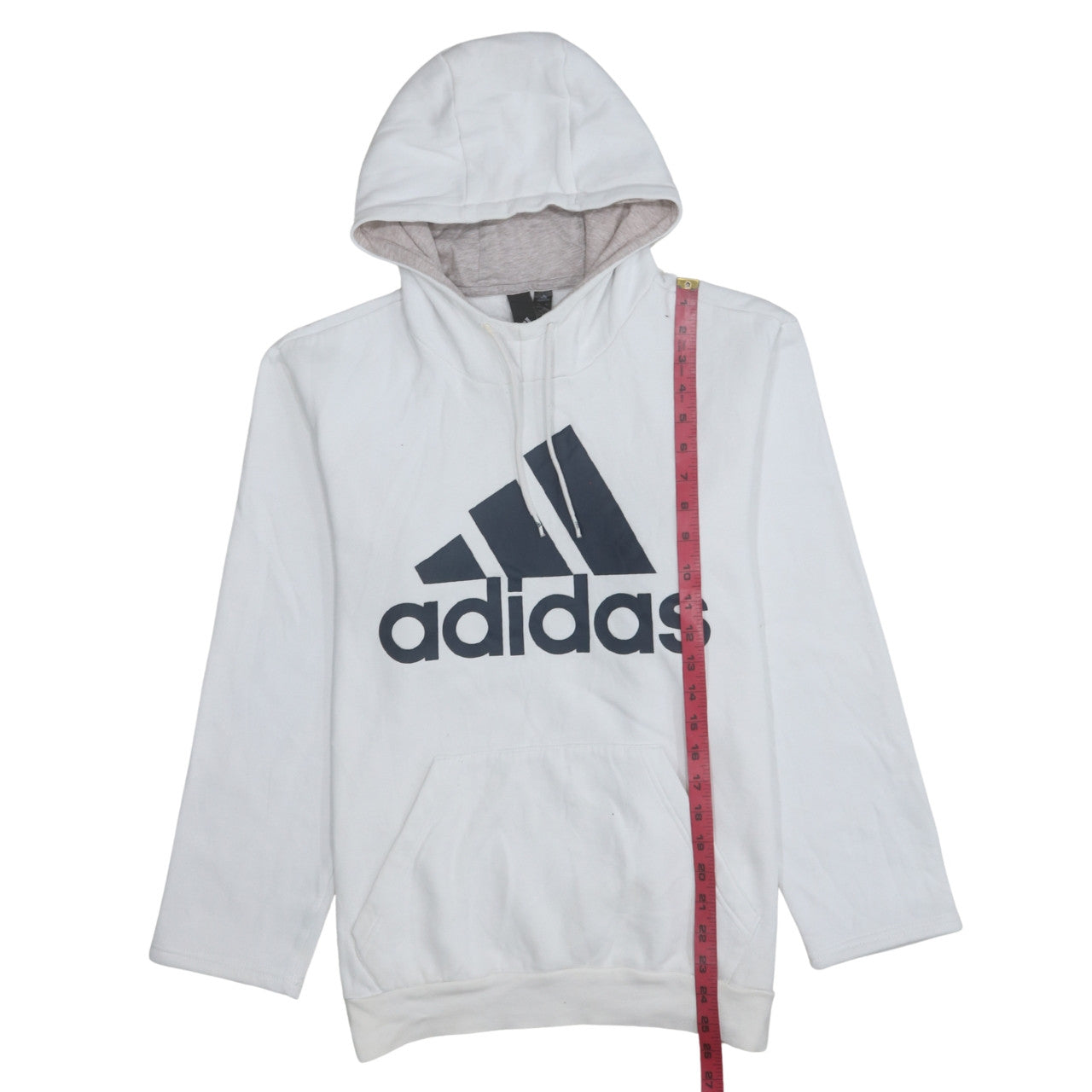 Adidas Women's White Pullover Hoodie Size M Logo Print Cotton Blend