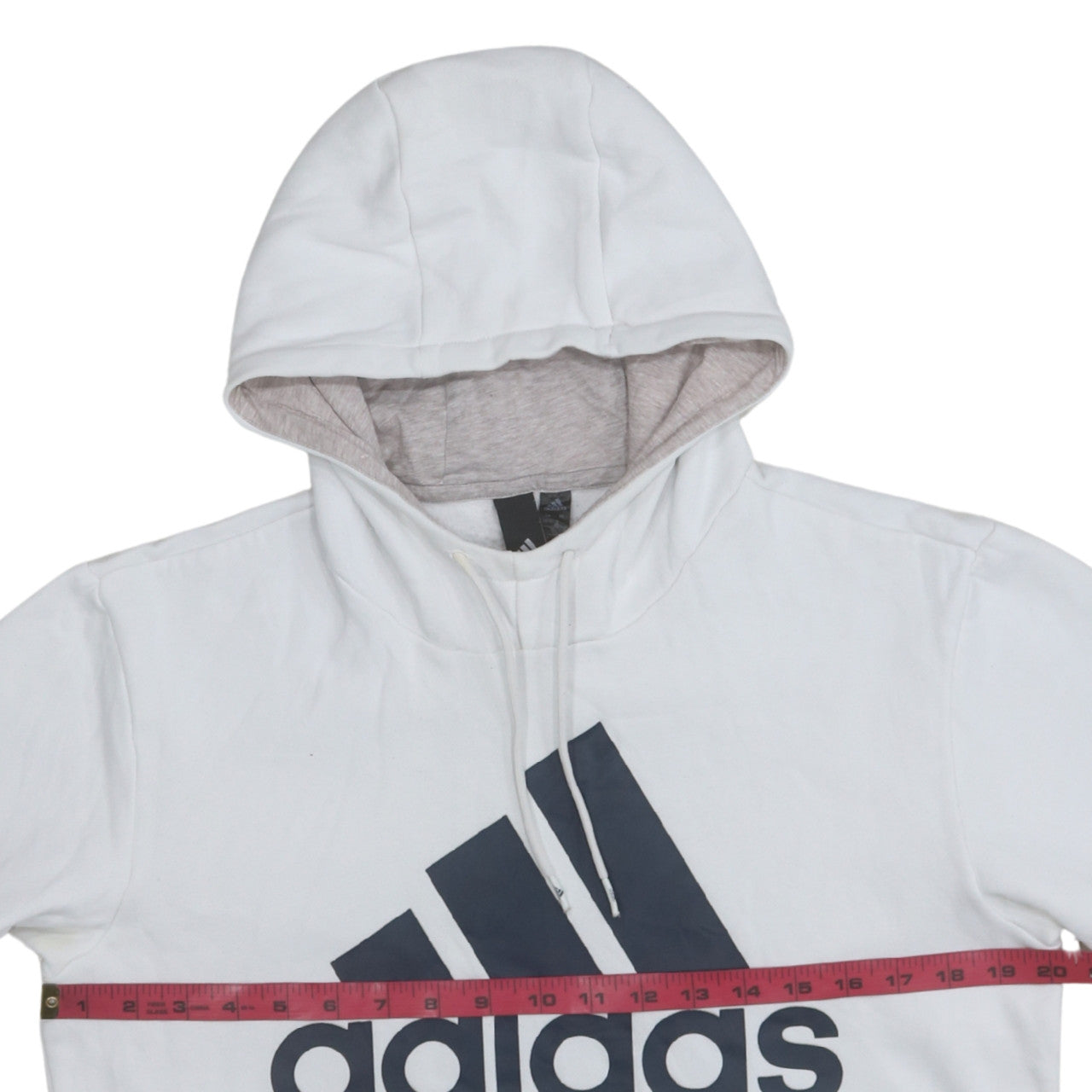 Adidas Women's White Pullover Hoodie Size M Logo Print Cotton Blend