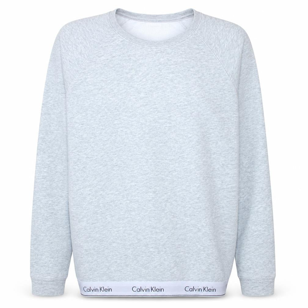 Calvin Klein Women Grey Crew Neck Pullover Sweatshirt M Cotton Blend