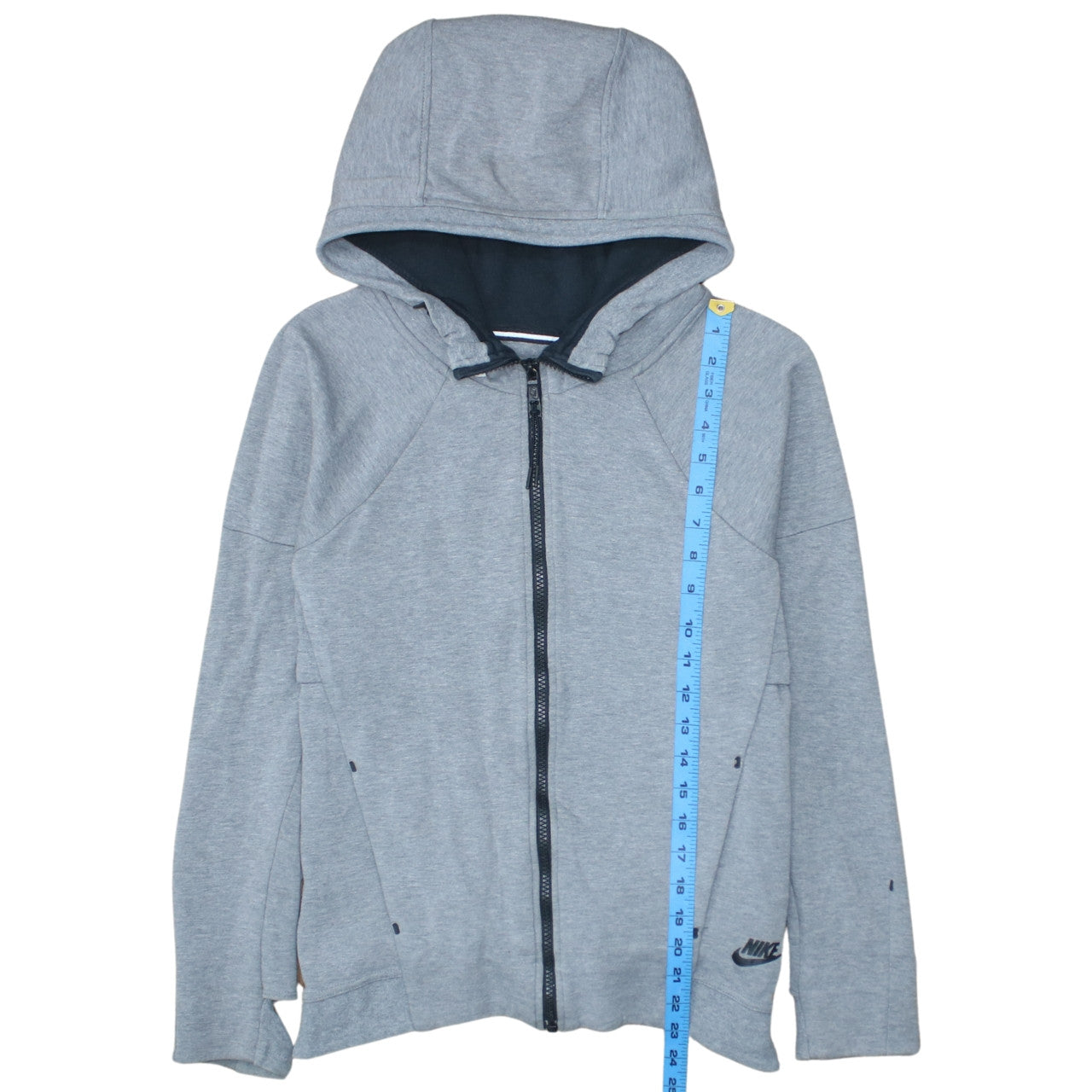 Nike Men's Grey Full Zip Hoodie Small Polyester Cotton