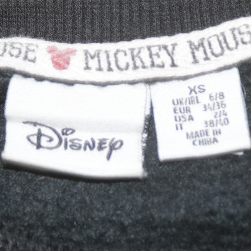 Disney Womens Black Mickey Mouse XS Pullover Sweatshirt