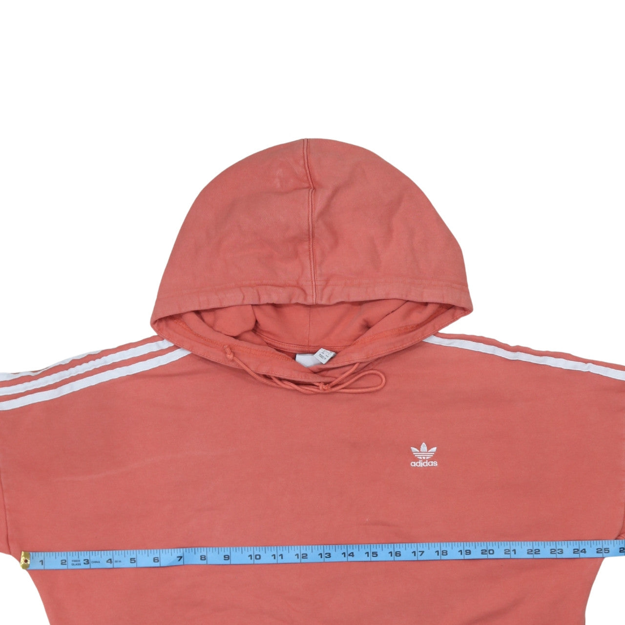 Adidas Women’s Coral 3-Stripes Crop Hoodie Size 8 Cotton Pullover