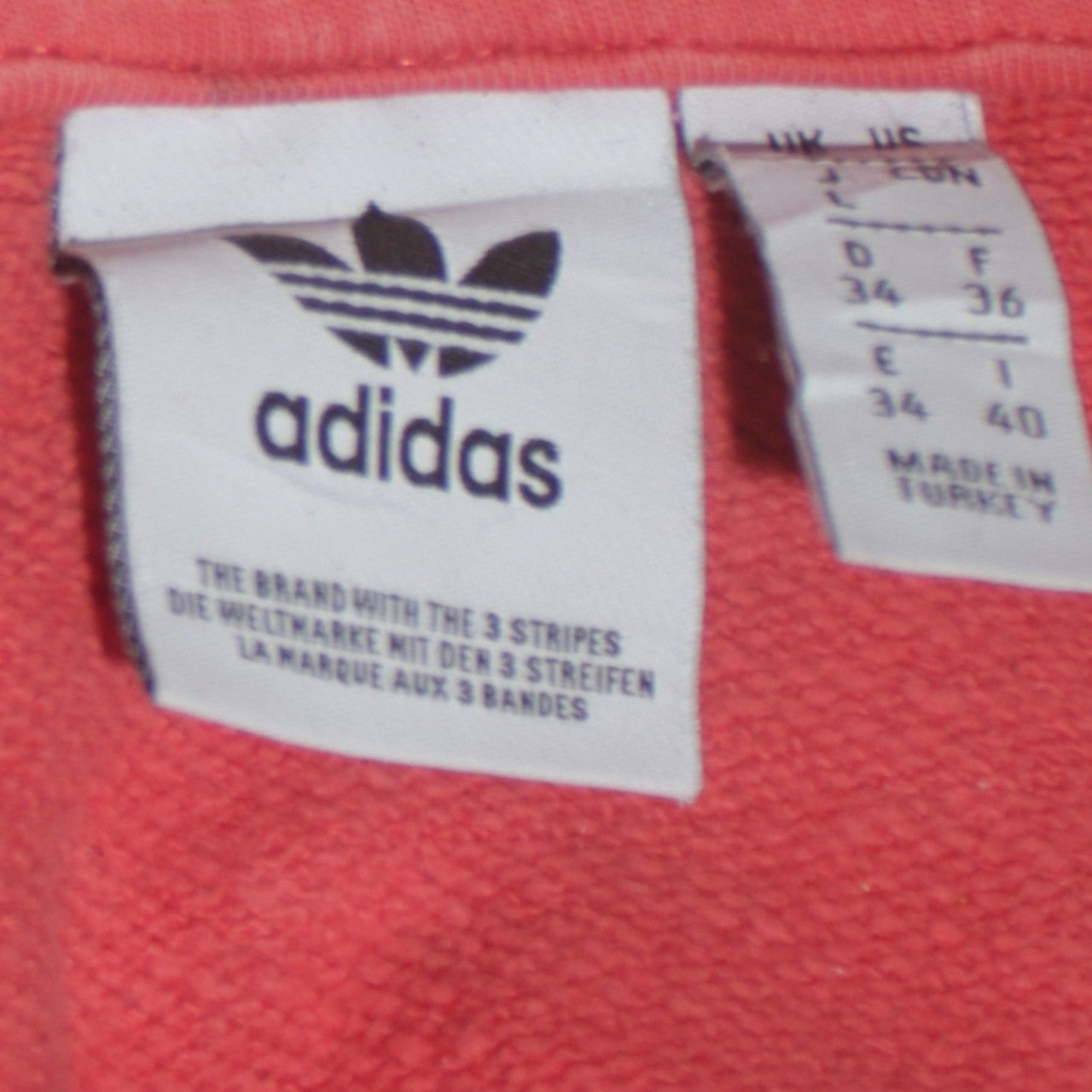 Adidas Women’s Coral 3-Stripes Crop Hoodie Size 8 Cotton Pullover