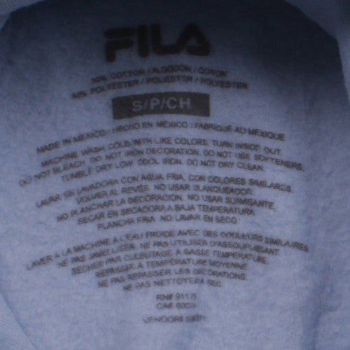 Fila Men Blue Pullover Hoodie Small Logo Graphic Fleece Sweatshirt