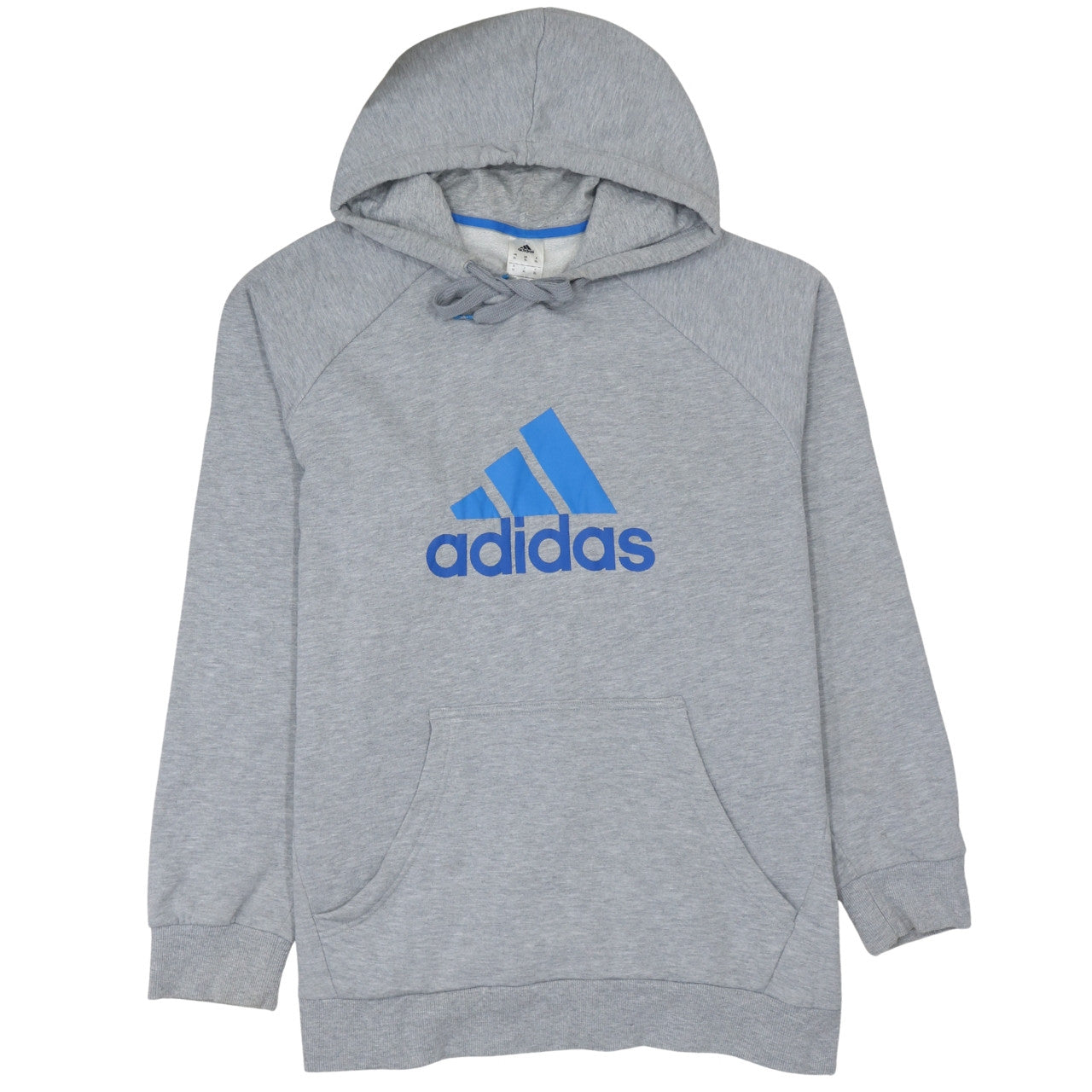 Adidas Men's Grey XL Pullover Hoodie with Blue Logo