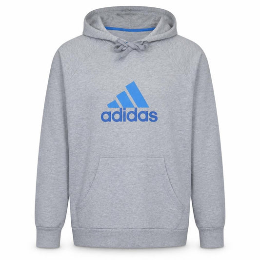 Adidas Men's Grey XL Pullover Hoodie with Blue Logo