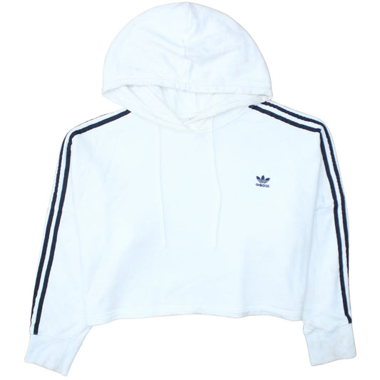 Adidas Women White Hooded Pullover Hoodie Size 18 Cotton Blend