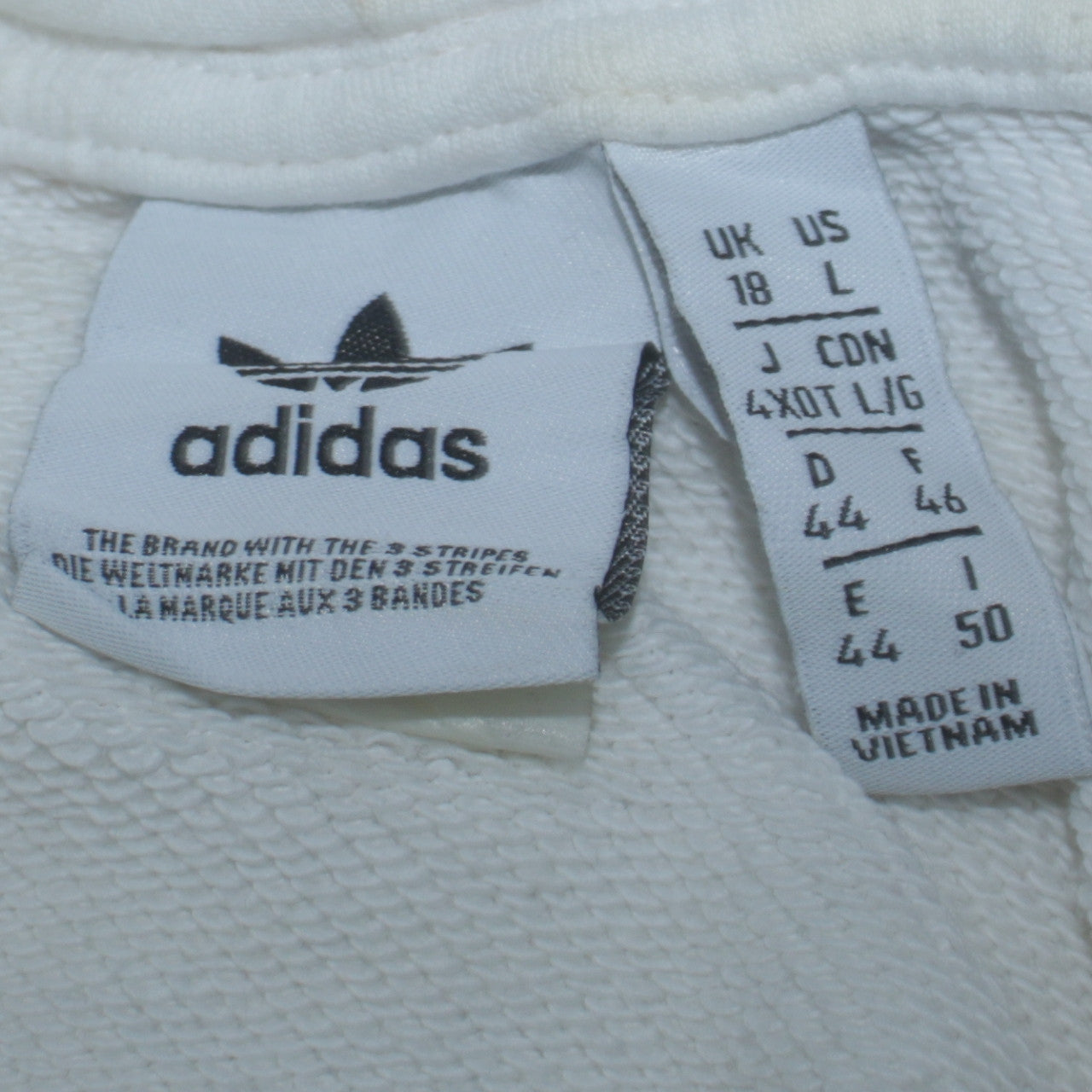 Adidas Women White Hooded Pullover Hoodie Size 18 Cotton Blend
