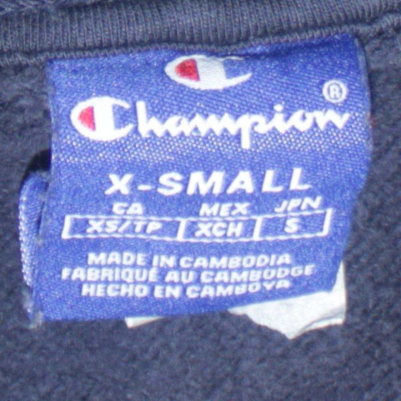 Champion Mens Navy XS 1/2 Zip Hoodie Pullover Logo Cotton