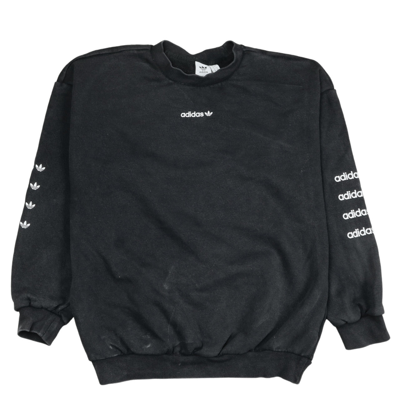 Adidas Women Black Logo Pullover Sweatshirt Size 12 Regular Fit