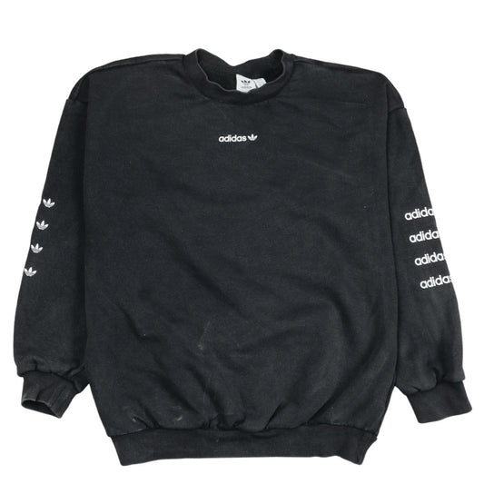 Adidas Women Black Logo Pullover Sweatshirt Size 12 Regular Fit