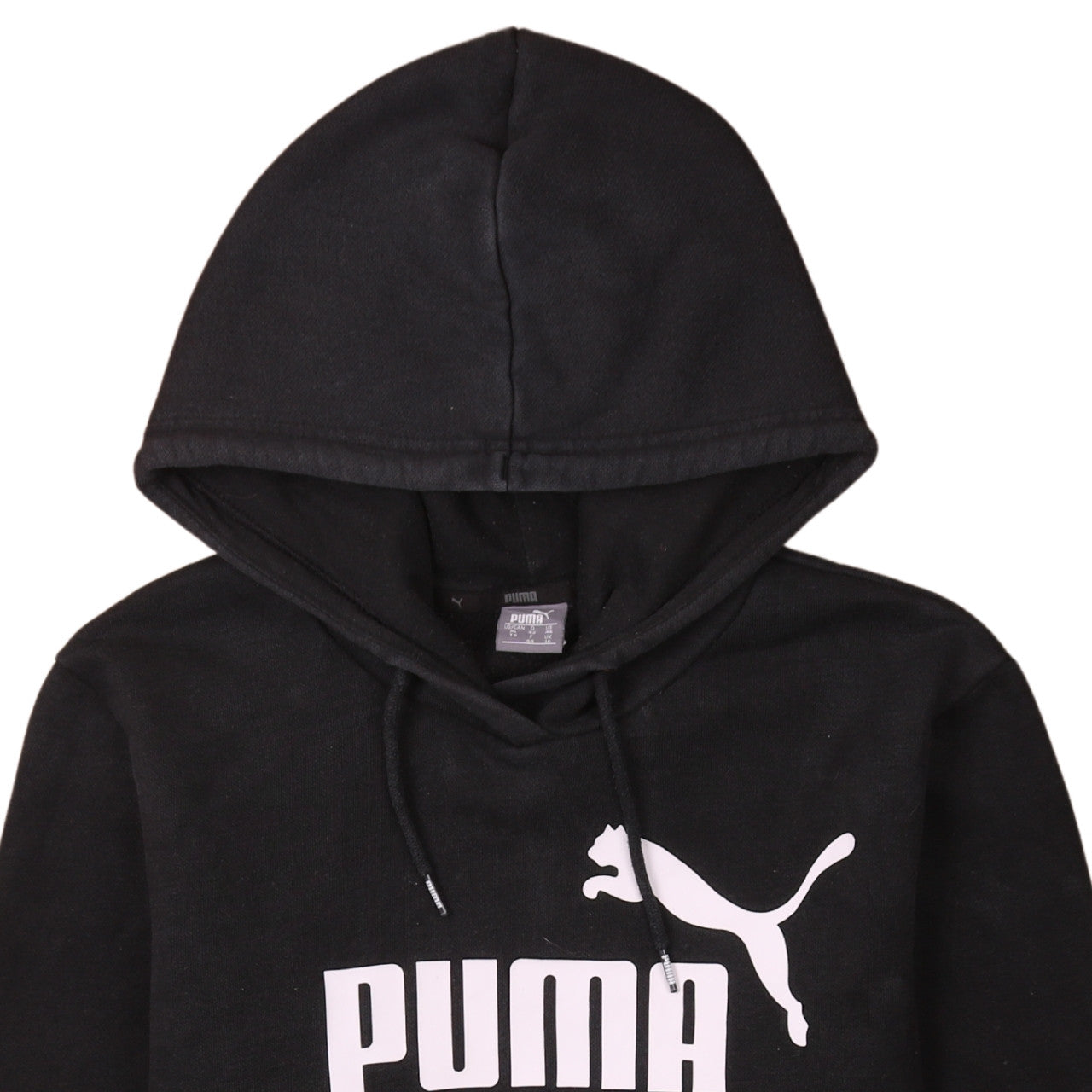 Puma Womens Black Pullover Hoodie Size 16 Logo Graphic Casual