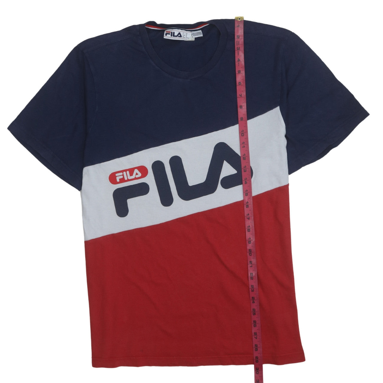 FILA Men's XL Multicoloured Colourblock Crew Neck Cotton T-Shirt