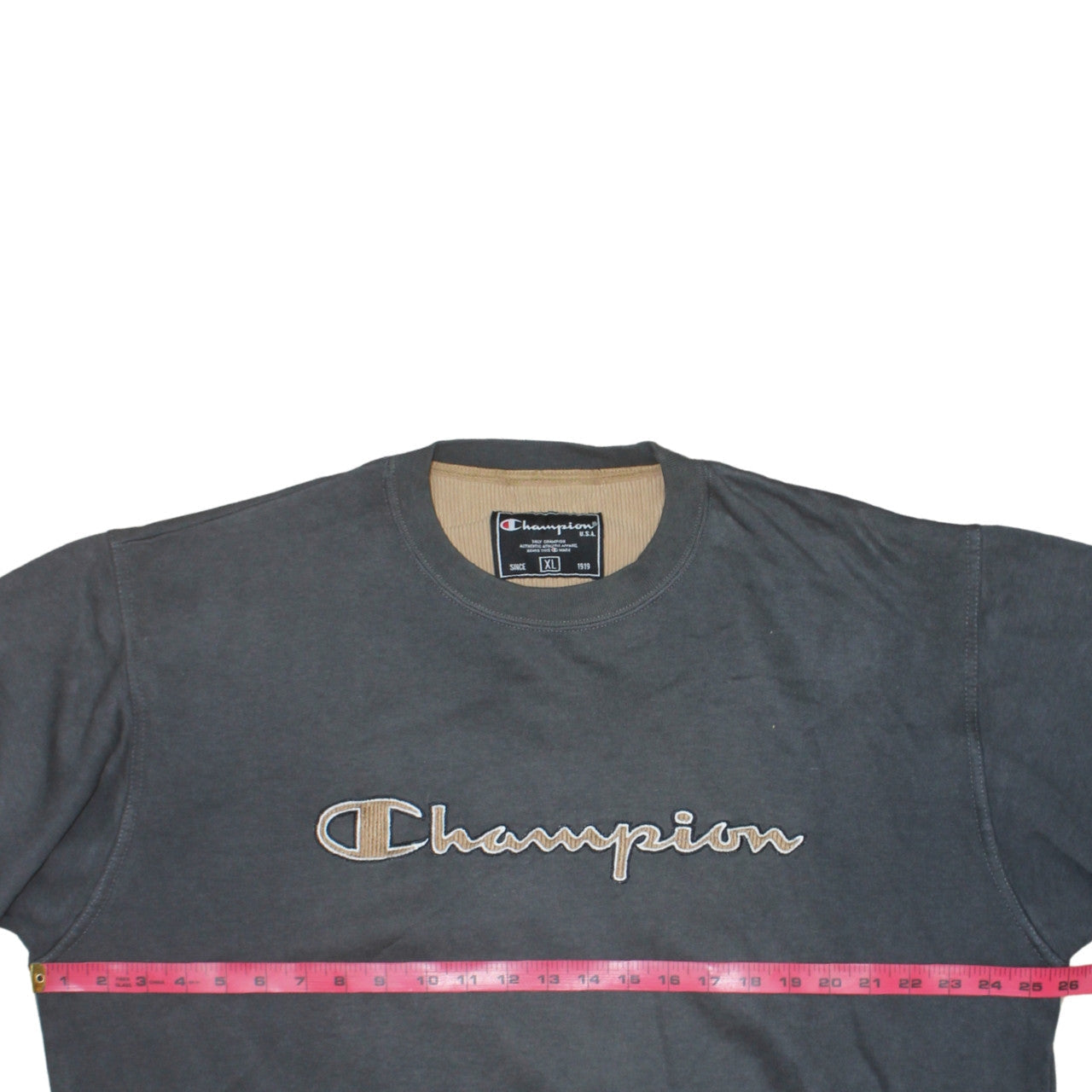 Champion Men's Grey XL Crew Neck Embroidered Pullover Sweatshirt