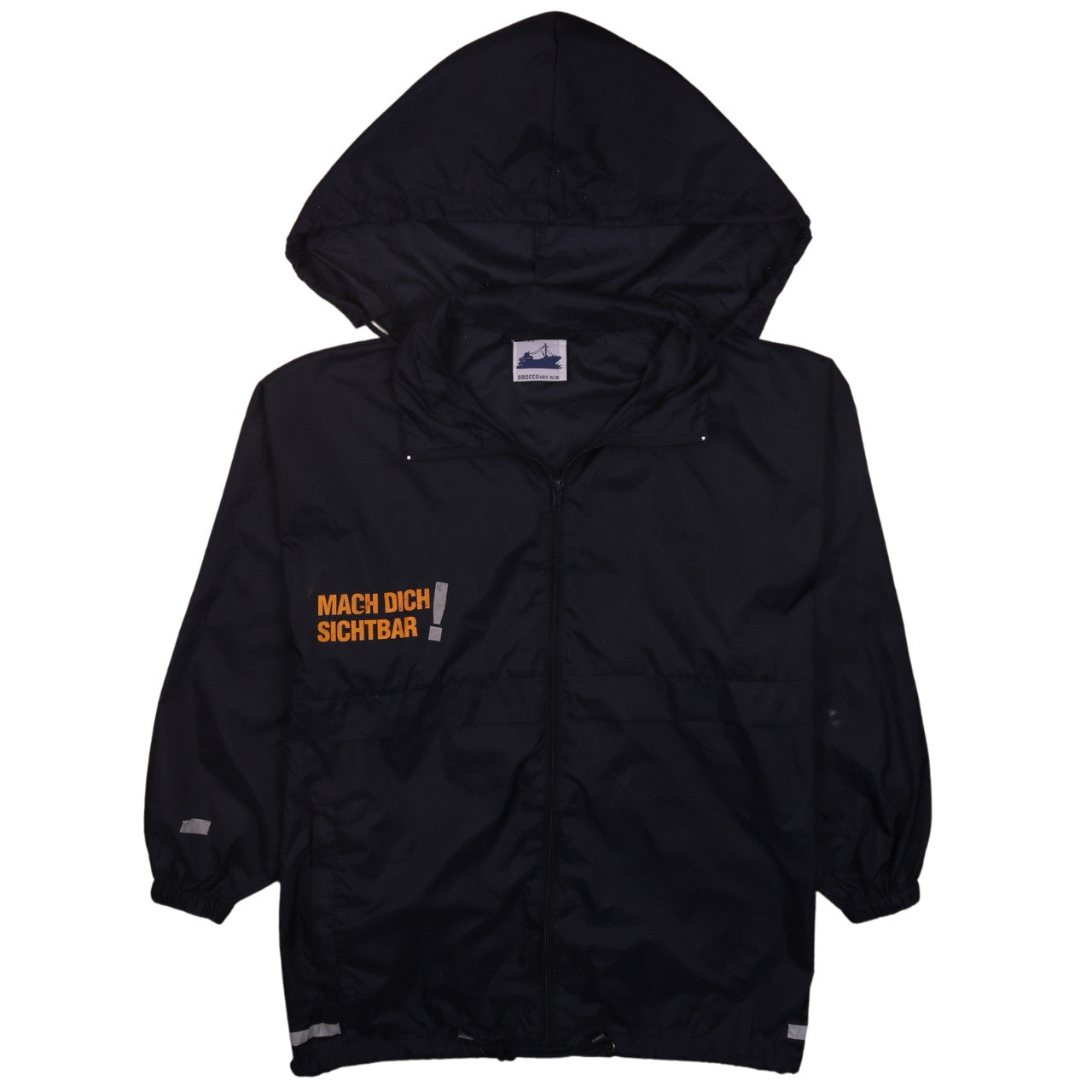 Sirocco Boys Black Hooded Windbreaker Jacket 15-16 Years Reflective Zip