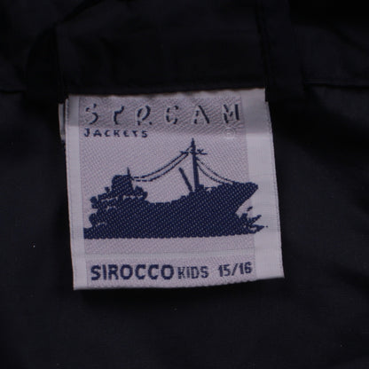 Close-up detail of Sirocco boys’ black hooded windbreaker jacket 15-16 years reflective zip