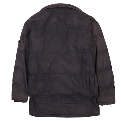 Back view of Timberland boys’ blue 16 years winter puffer jacket with faux fur lining