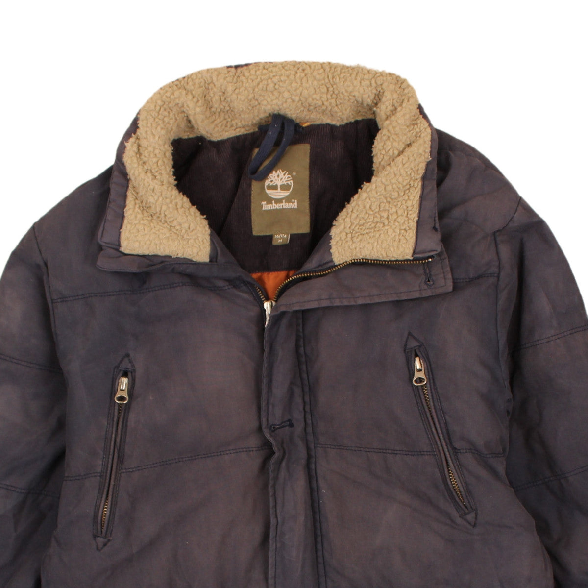 Timberland Boys Blue 16 Years Winter Puffer Jacket with Faux Fur Lining