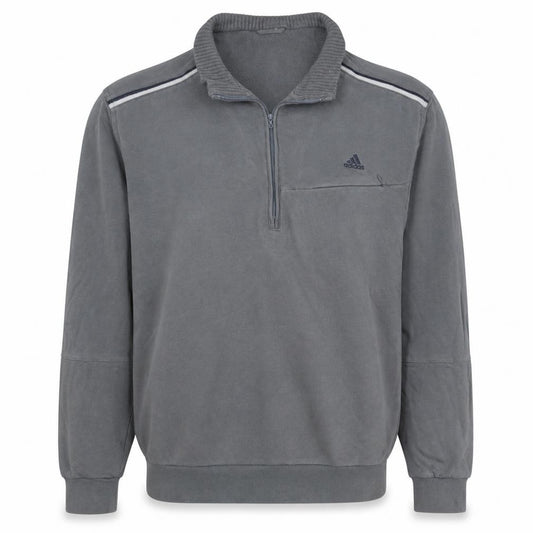Adidas Men's Grey 1/2 Zip Fleece Sweatshirt Size L Regular Fit