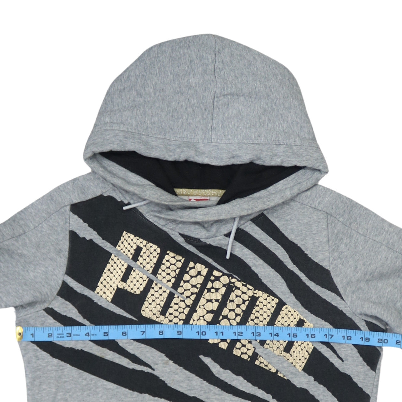 PUMA Womens Grey Animal Print Pullover Hoodie Size 12