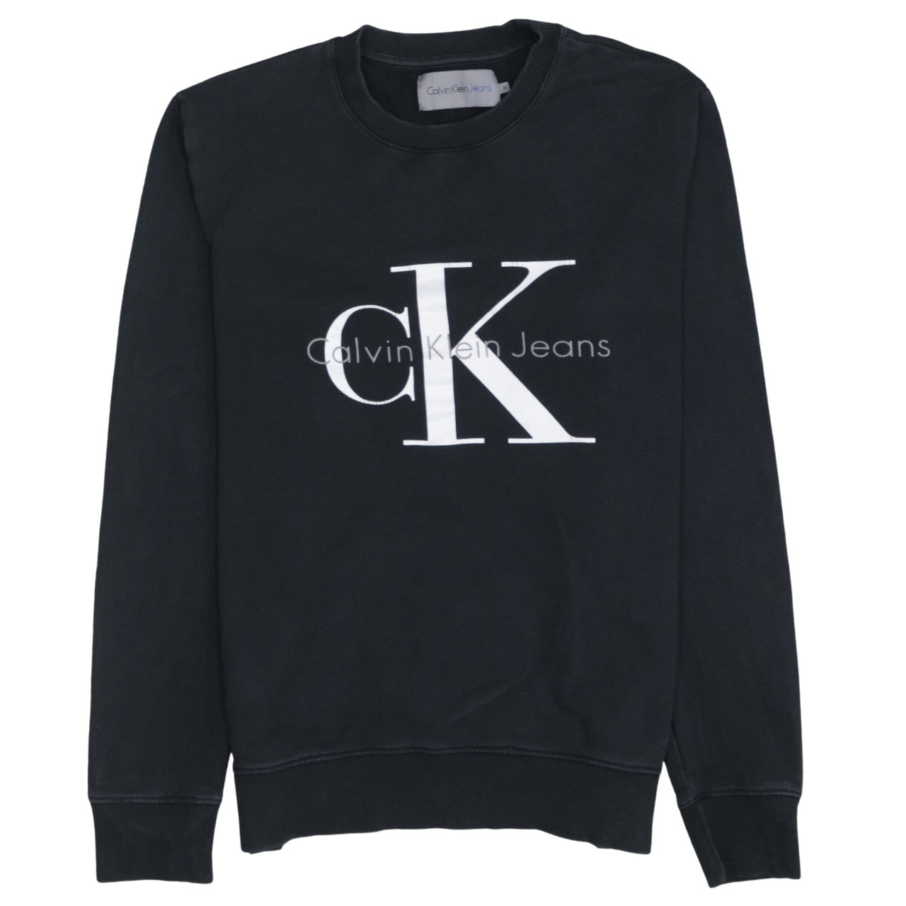 Calvin Klein Jeans Mens Black Logo Print Crew Neck Sweatshirt M
