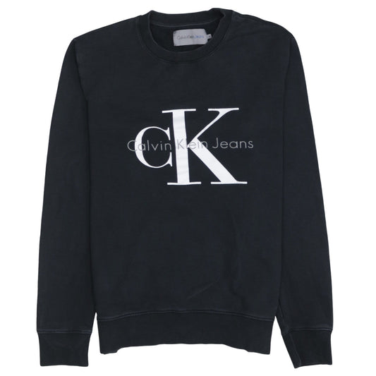 Calvin Klein Jeans Mens Black Logo Print Crew Neck Sweatshirt M