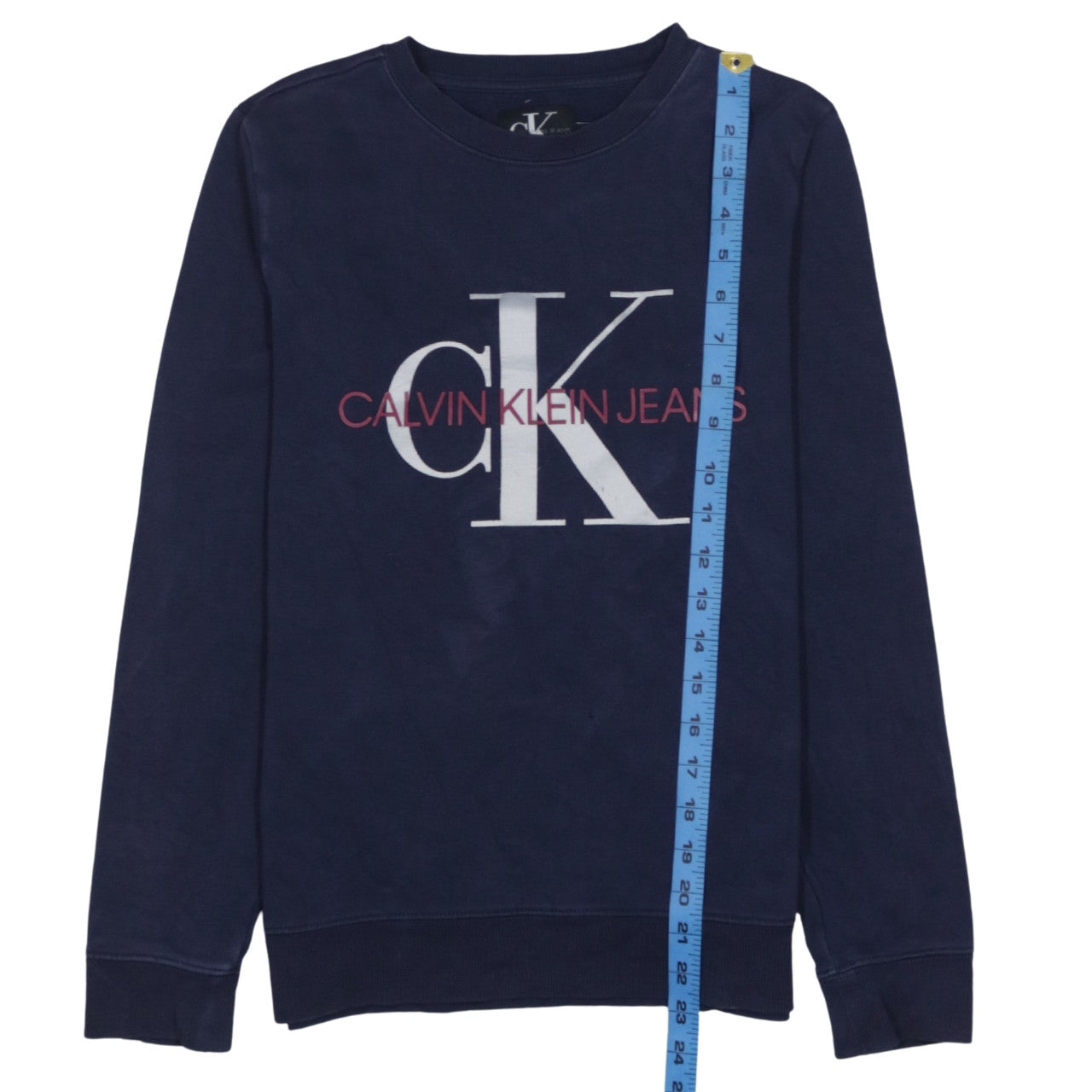 Calvin Klein Jeans Boys Navy Blue Logo Sweatshirt Size 14 Crew Neck