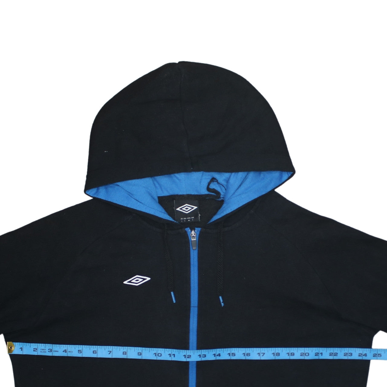 Umbro Men’s Black Full Zip Hoodie L Hooded Sports Sweatshirt