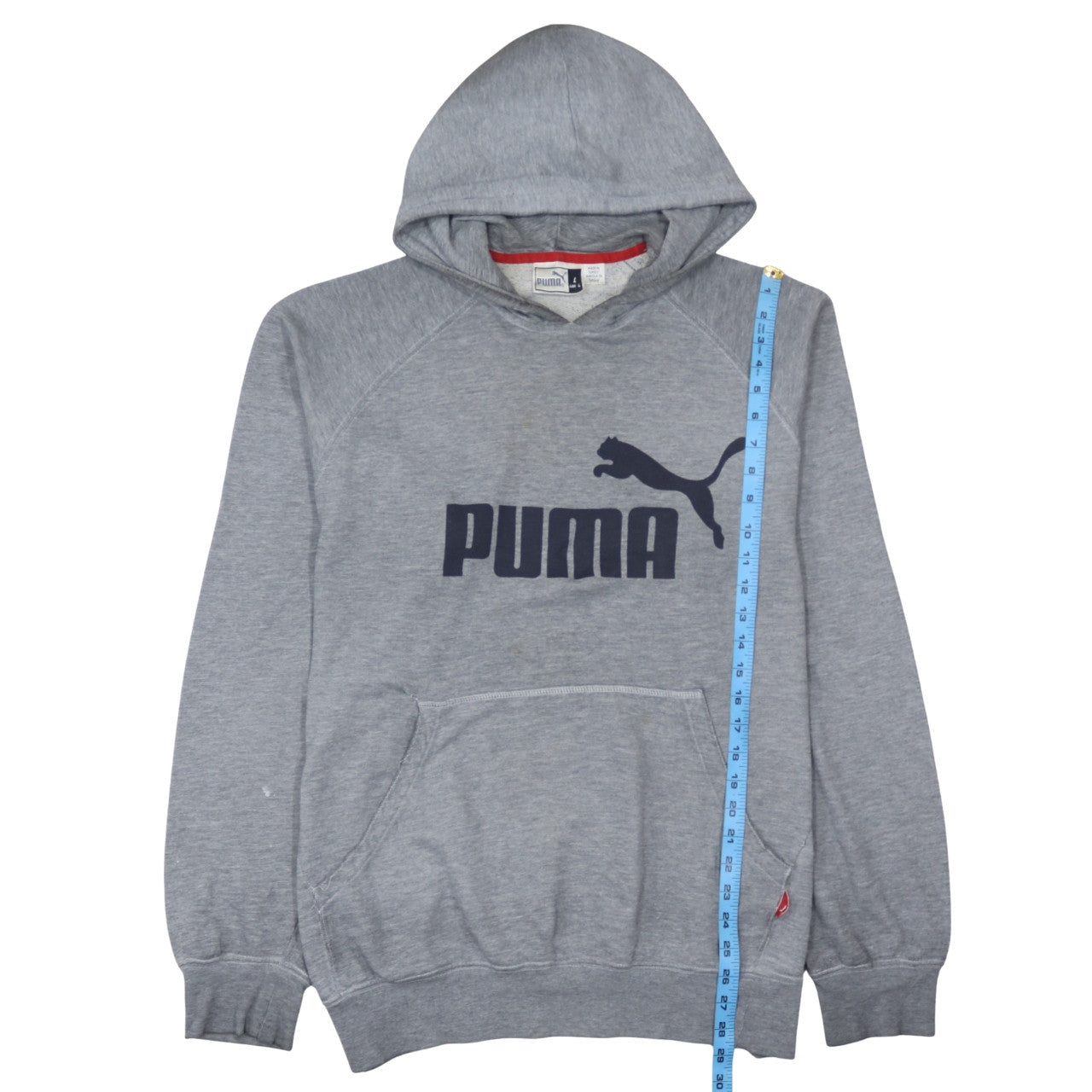 Puma Men's Grey Pullover Hoodie L Sports Fleece Sweatshirt