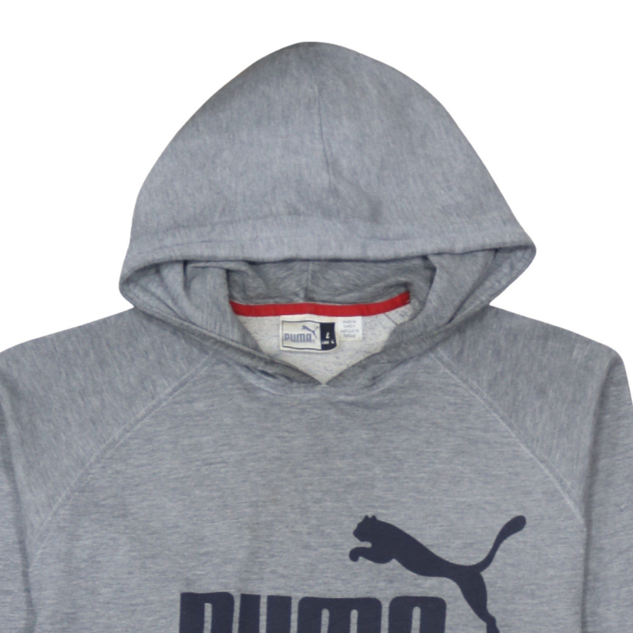 Puma Men's Grey Pullover Hoodie L Sports Fleece Sweatshirt