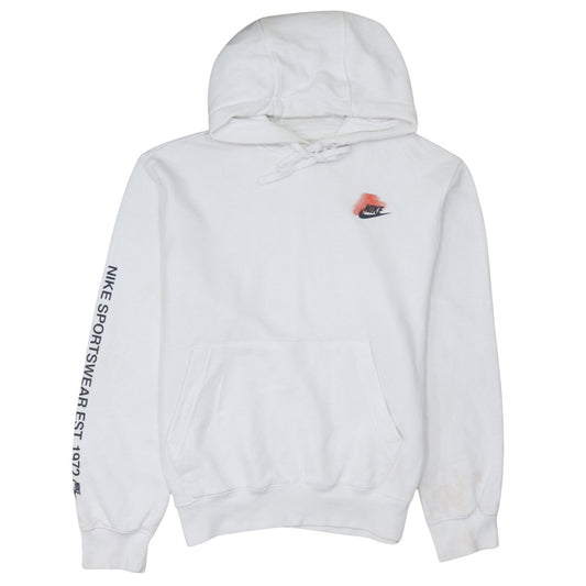 Nike Men's White Pullover Hoodie Small Graphic Logo Sportswear
