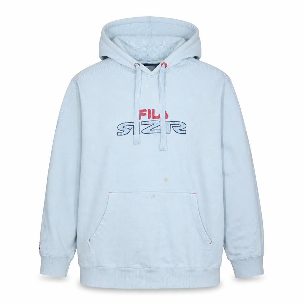 Fila Mens Blue Pullover Hoodie 2XL Sports Logo Hooded Sweatshirt