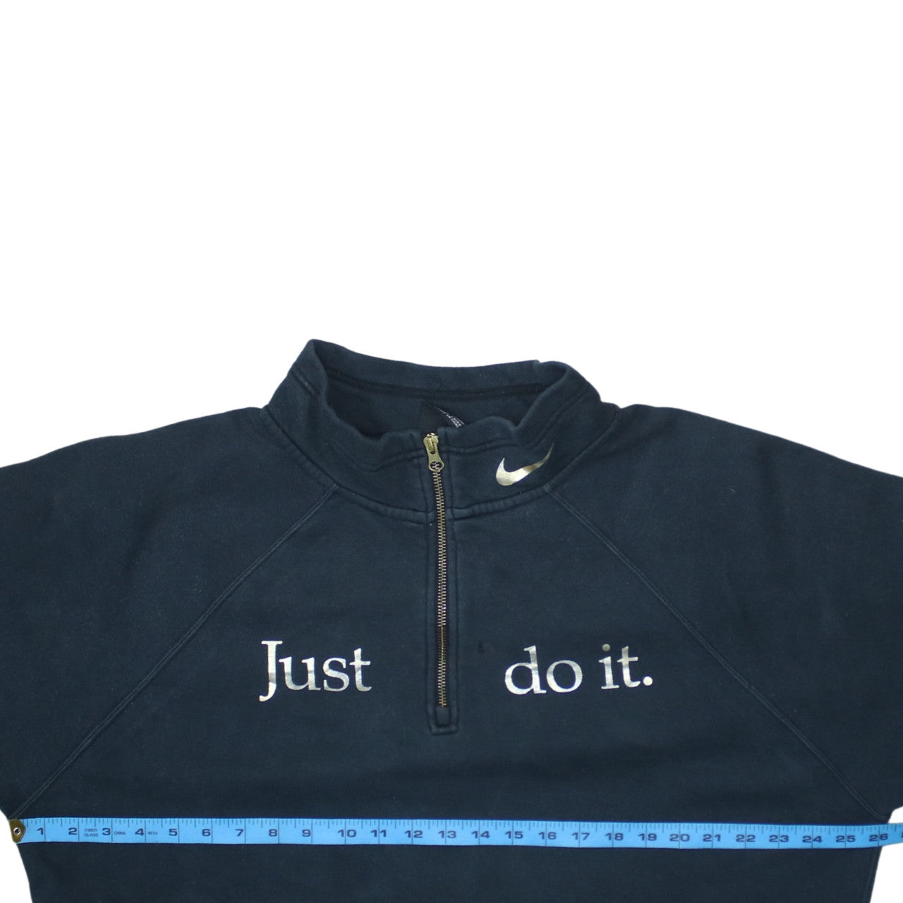 Nike Womens Navy 1/4 Zip Fleece Sweatshirt XL Just Do It Logo