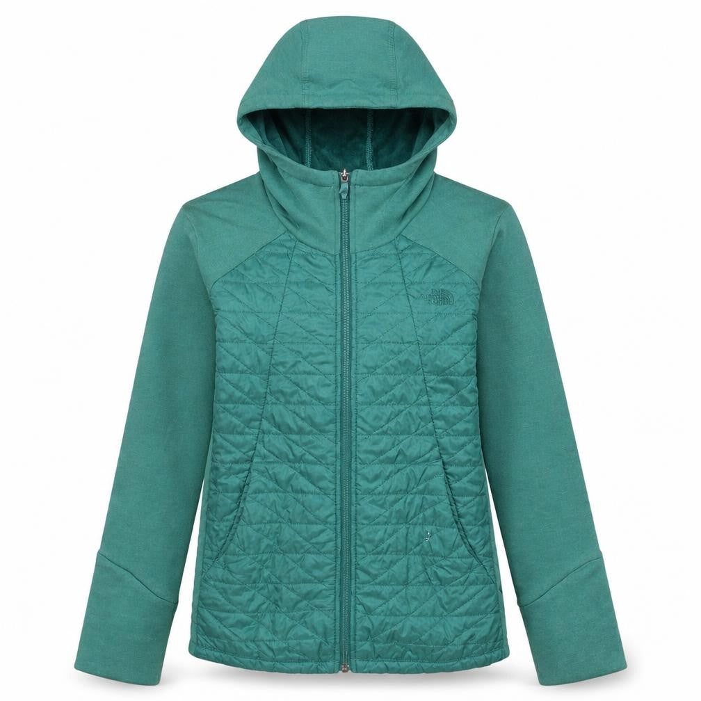 The North Face Womens Green S Hooded Quilted Full Zip Jacket