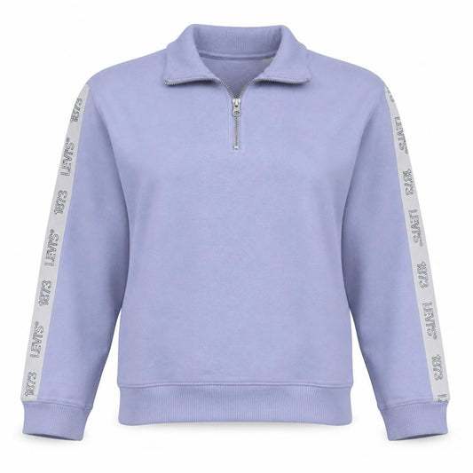 Levi's Women Lilac 1/4 Zip Logo Sweatshirt XXS Relaxed Cotton Blend