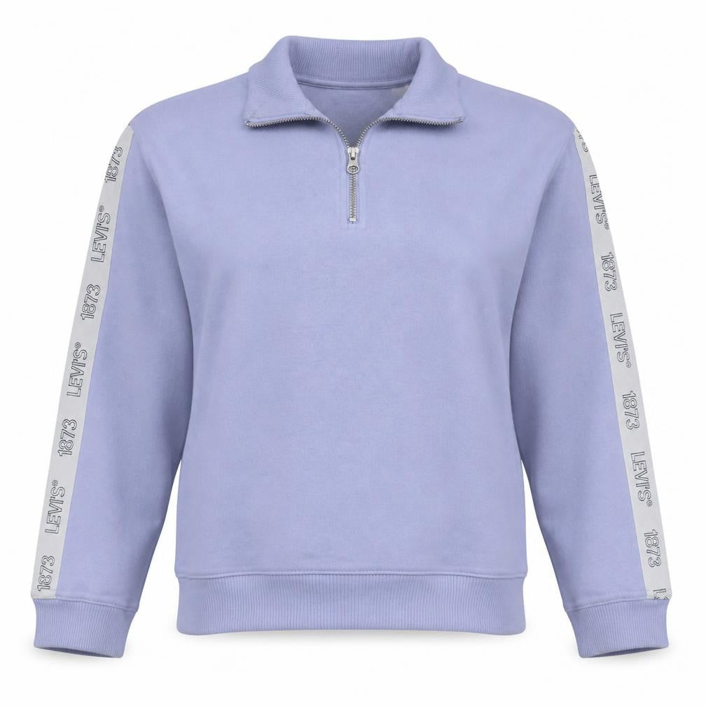 Levi's Women Lilac 1/4 Zip Logo Sweatshirt XXS Relaxed Cotton Blend
