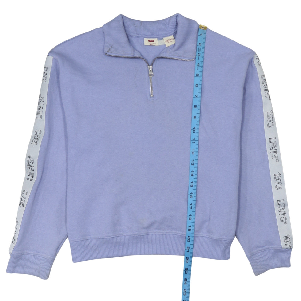 Levi's Women Lilac 1/4 Zip Logo Sweatshirt XXS Relaxed Cotton Blend