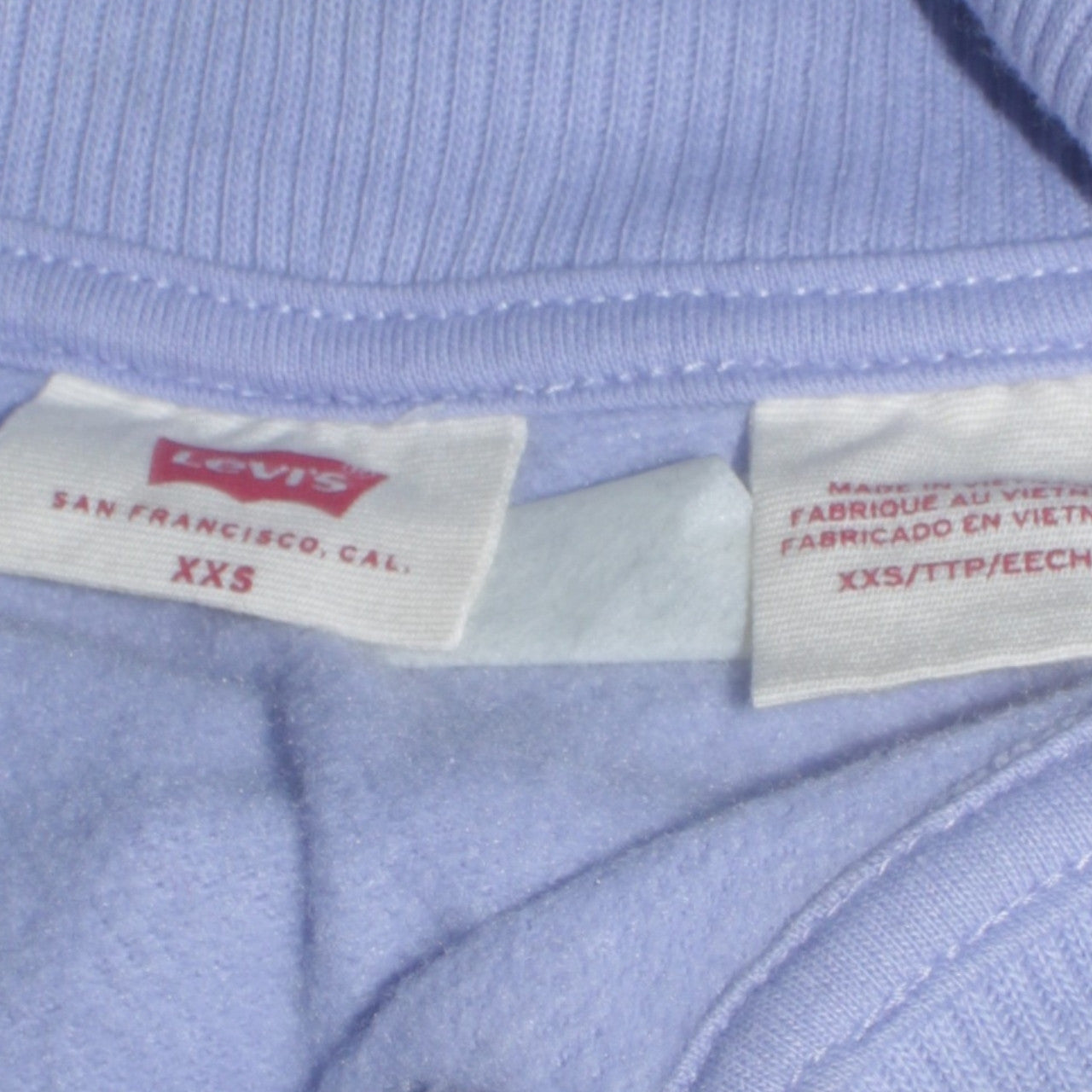Levi's Women Lilac 1/4 Zip Logo Sweatshirt XXS Relaxed Cotton Blend