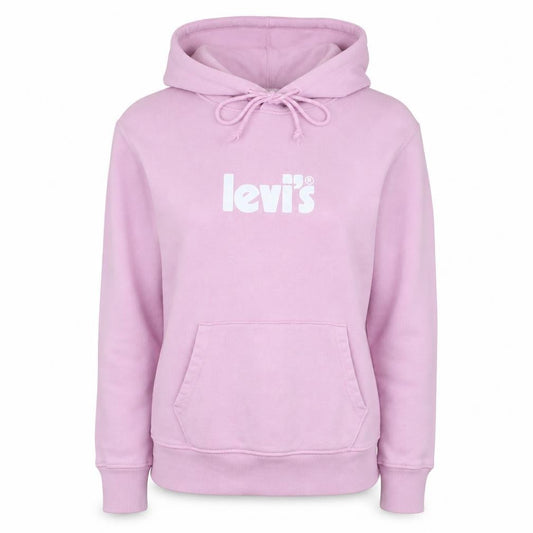 Levi's Womens Pink Pullover Hoodie Logo Print Size S Casual