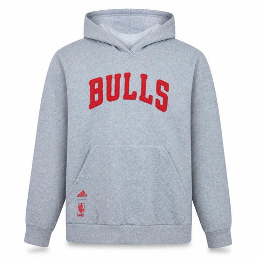 adidas Mens Grey Bulls Pullover Hoodie XL Basketball Fleece
