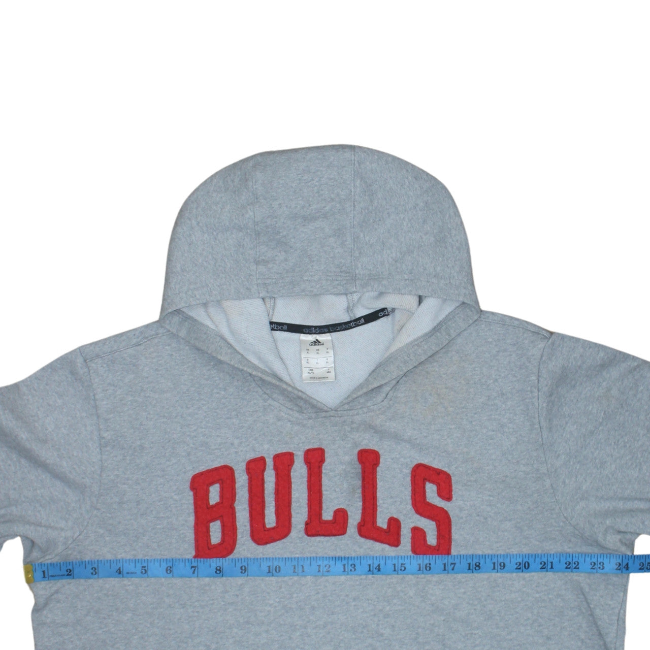 adidas Mens Grey Bulls Pullover Hoodie XL Basketball Fleece