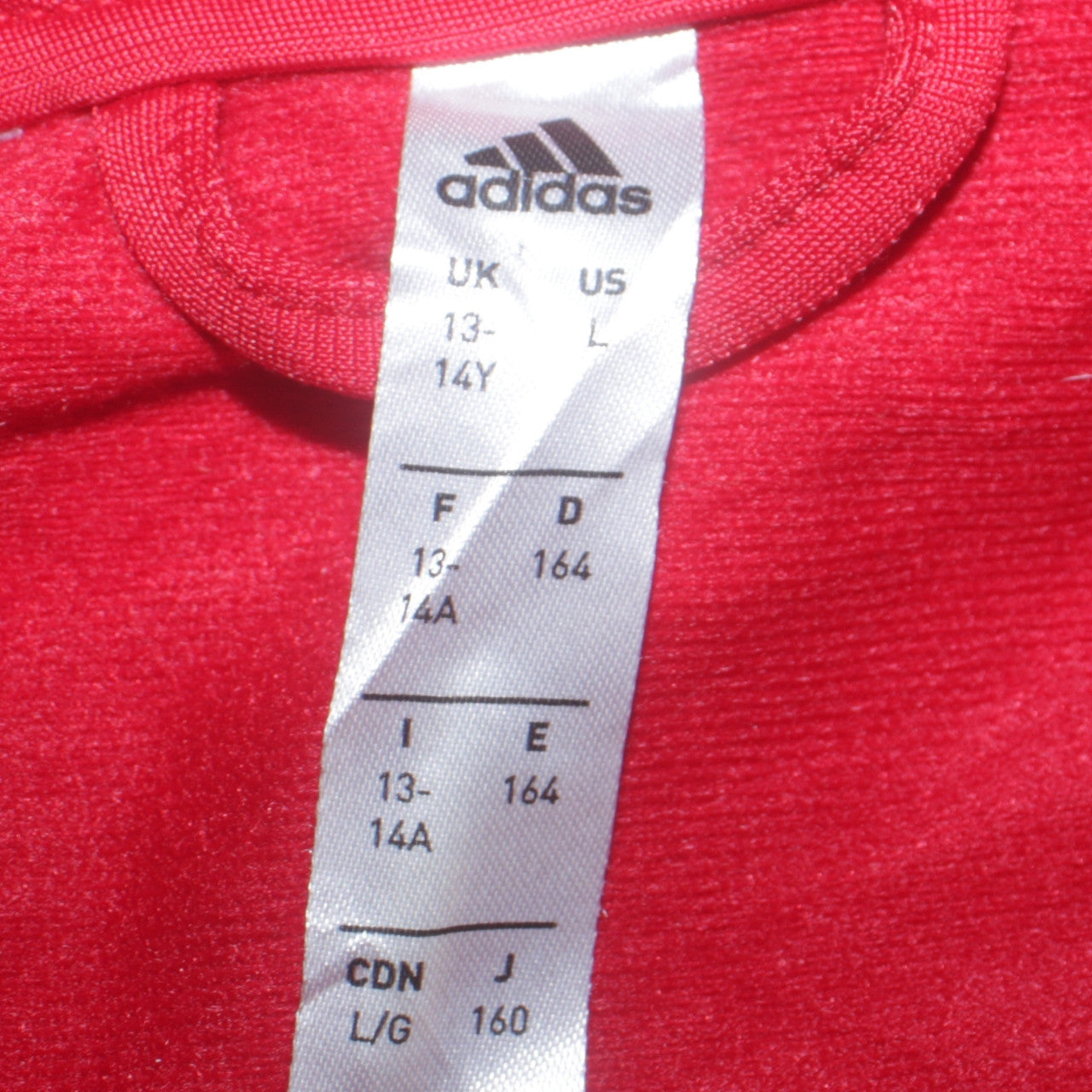 Adidas Boys Red Full Zip Football Sweatshirt 13-14 Years