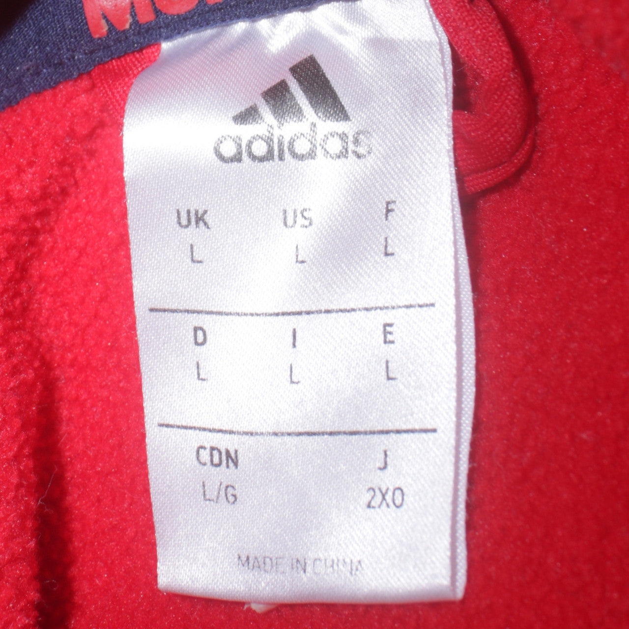 Adidas Men’s Red Munster Rugby Full Zip Fleece Sweatshirt L