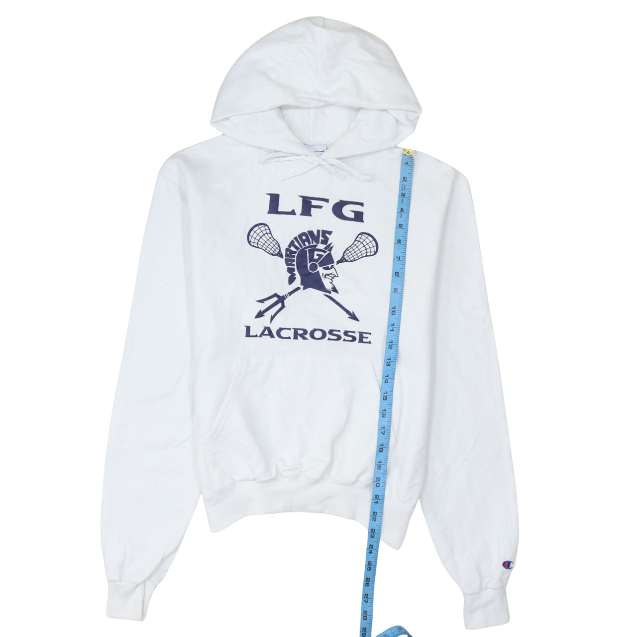 Champion Men's White Graphic Pullover Hoodie Size S Lacrosse Sportswear